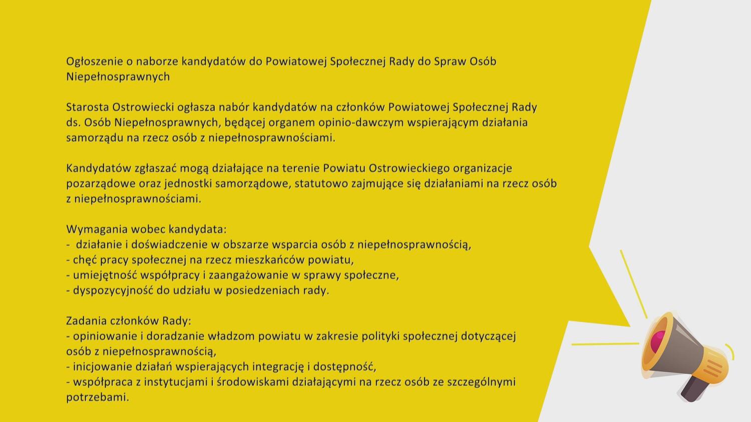 Ogłoszenie o naborze do Powiatowej Społecznej Rady do Spraw Osób Niepełnosprawnych